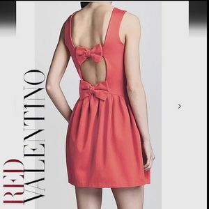 RED VALENTINO Bow-Back Sleeveless Jersey Dress in Ibisco Pink Sz Small
